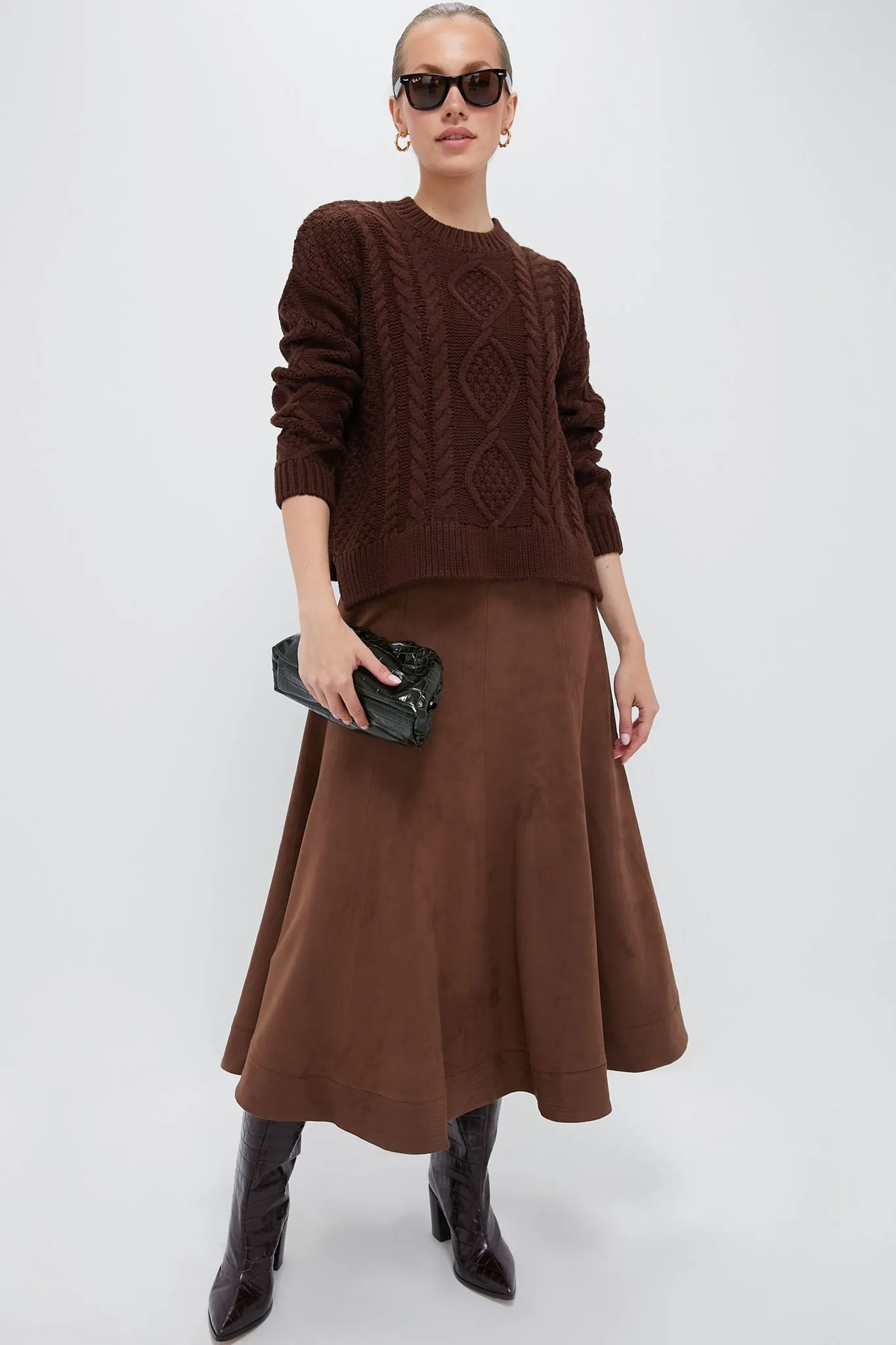 Chocolate Suede Brynn Skirt