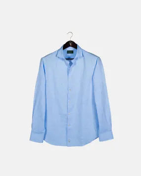 Classic Light Blue Linen-Blend Shirt