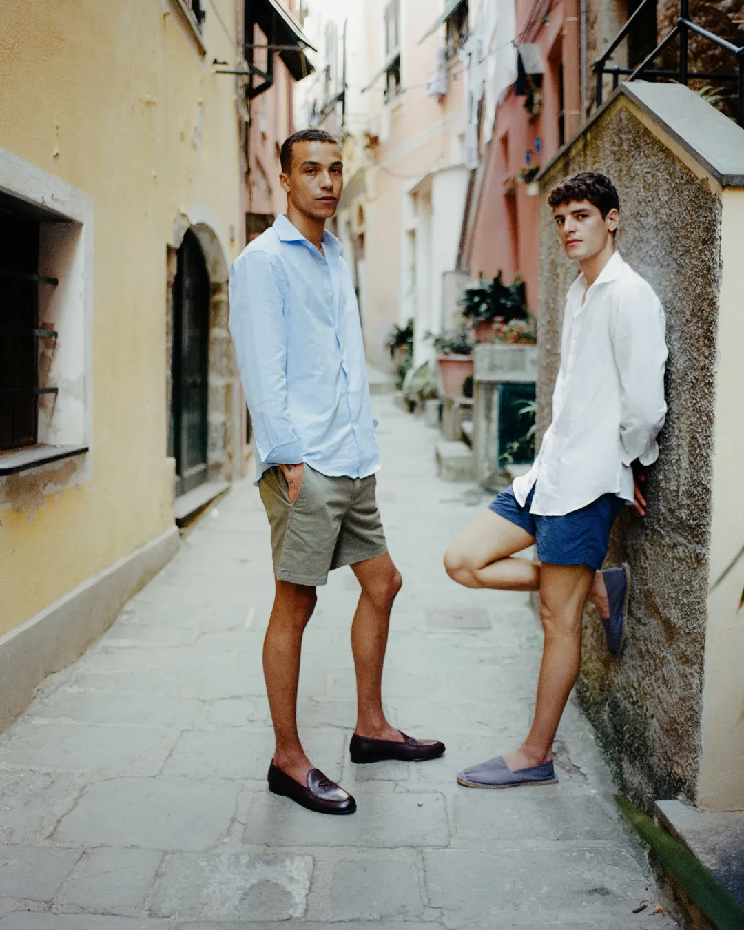 Classic Light Blue Linen-Blend Shirt