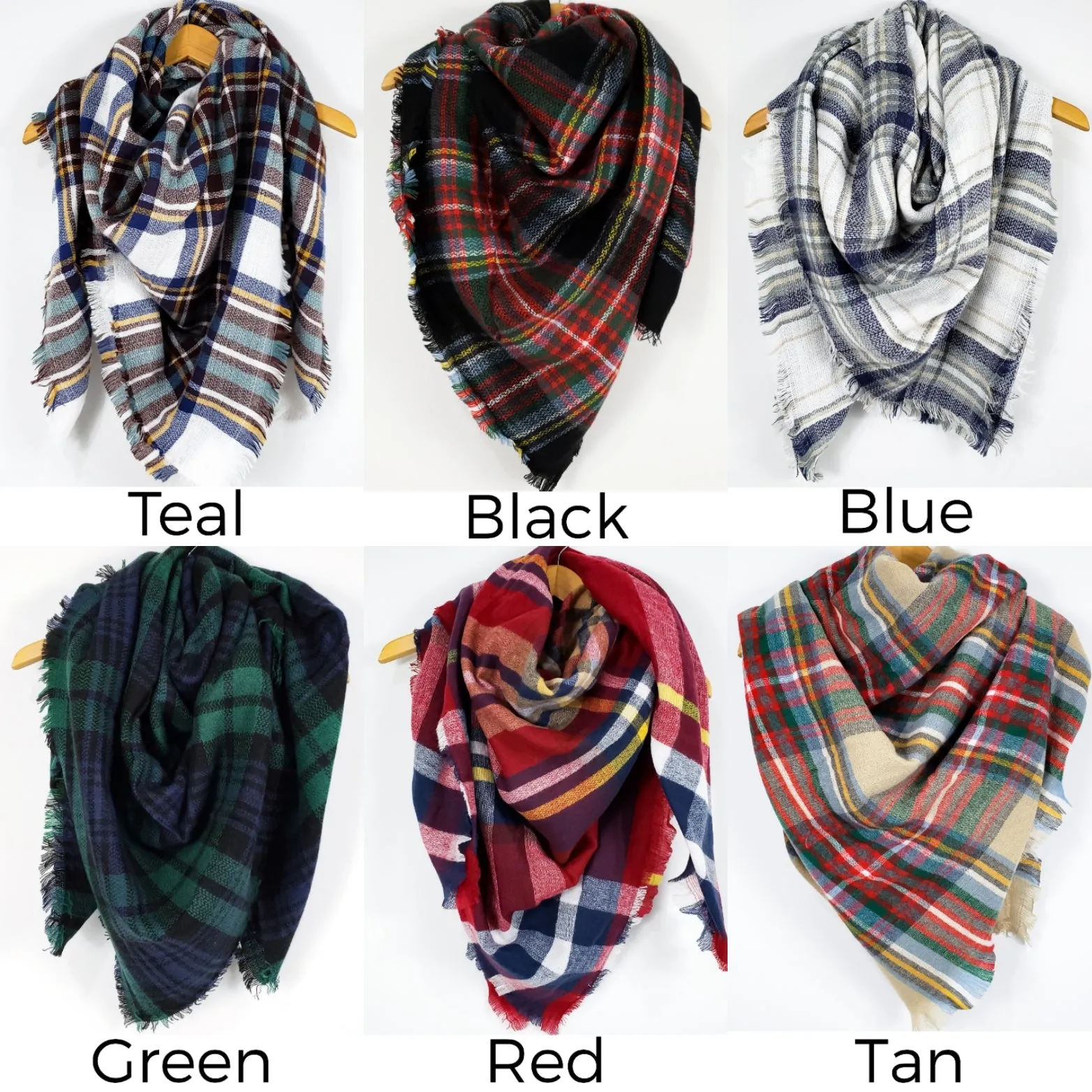 Cozy at Heart Plaid Blanket Scarf (Black)