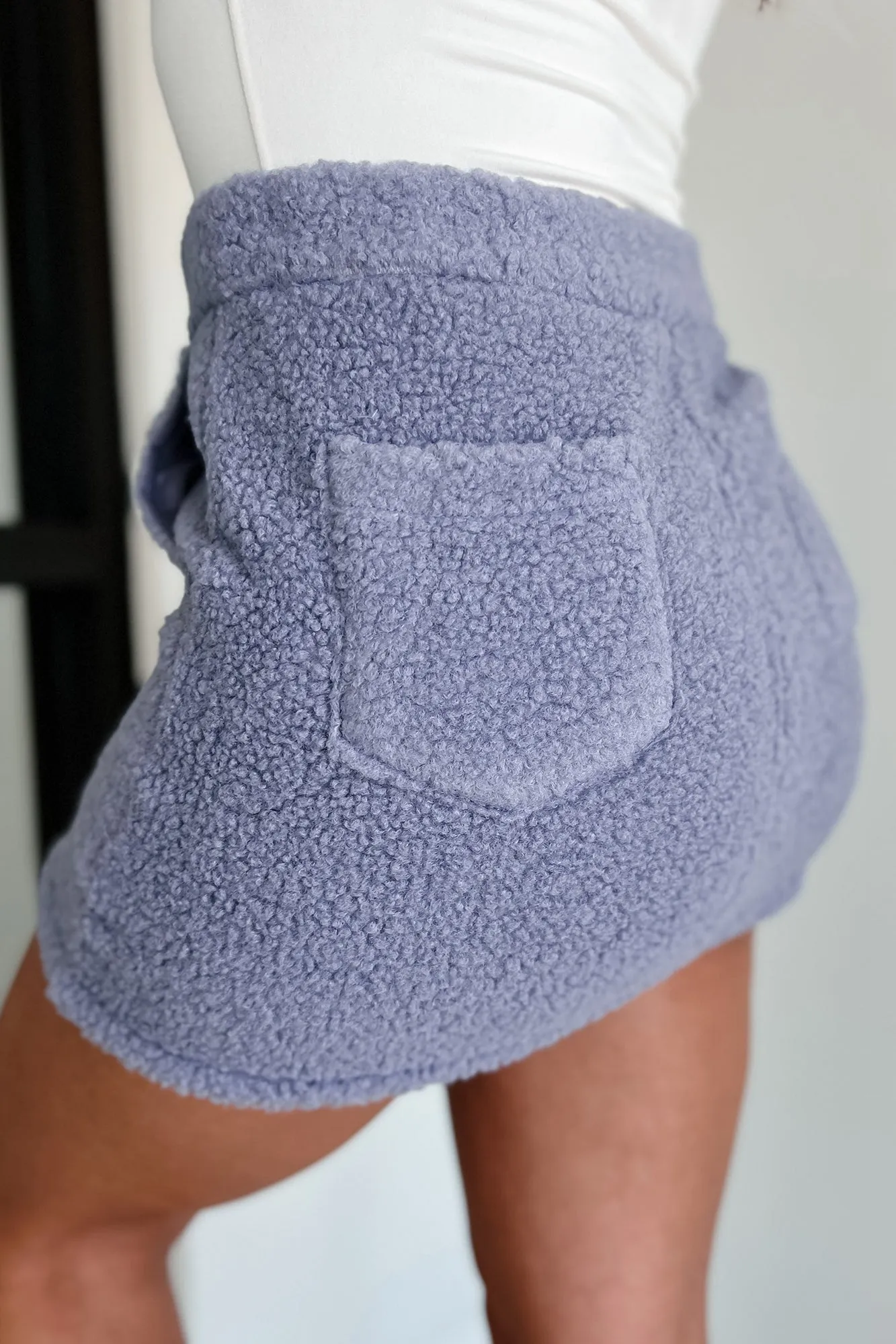 Cozy Glam Sherpa Jacket & Mini Skirt Two-Piece Set (Dark Lavender)