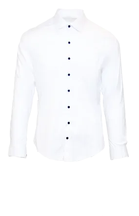 CRISP WHITE FITTED COTTON DRESS SHIRT