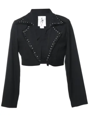 Cropped Black Diamonte Detail Jacket - S