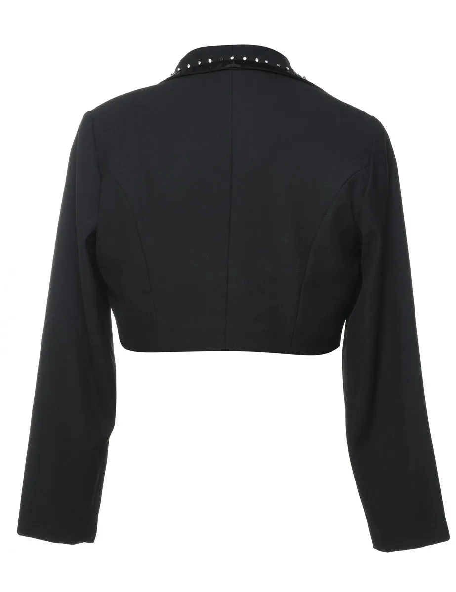 Cropped Black Diamonte Detail Jacket - S