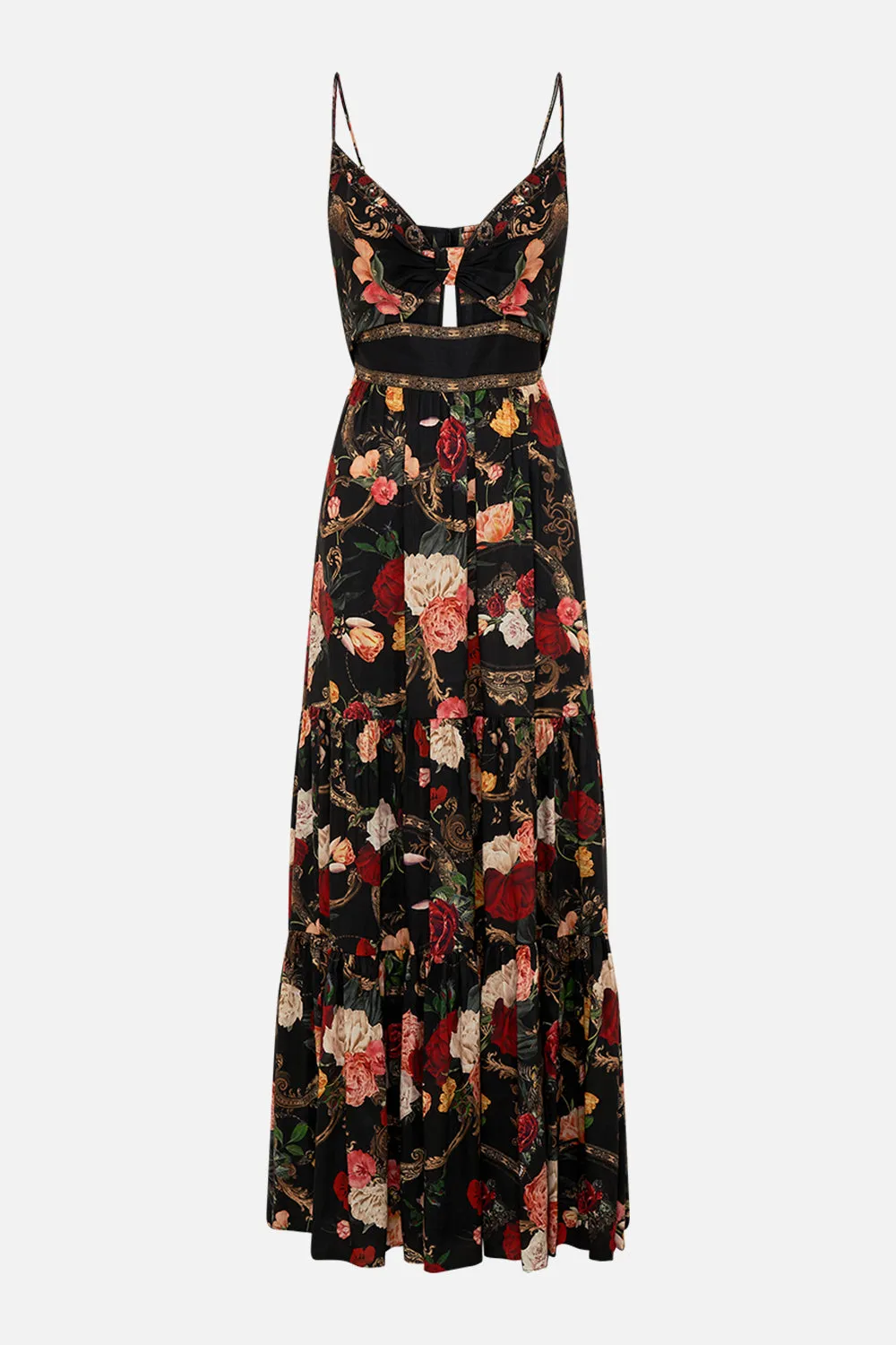 CUT OUT BODICE DRESS WITH TIERED SKIRT MAGIC IN THE MANUSCRIPTS