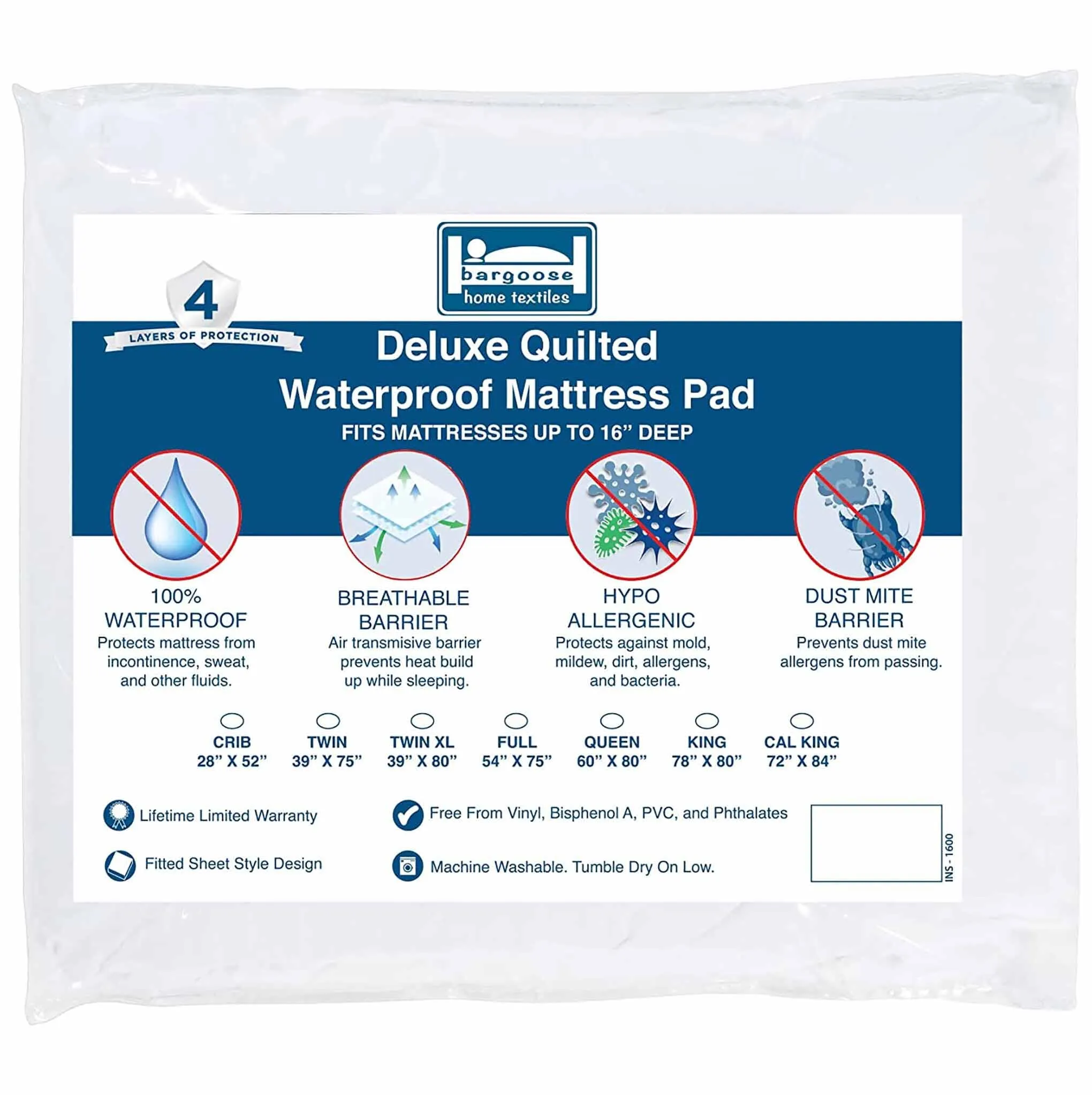 Deluxe Quilted Waterproof Mattress Pad