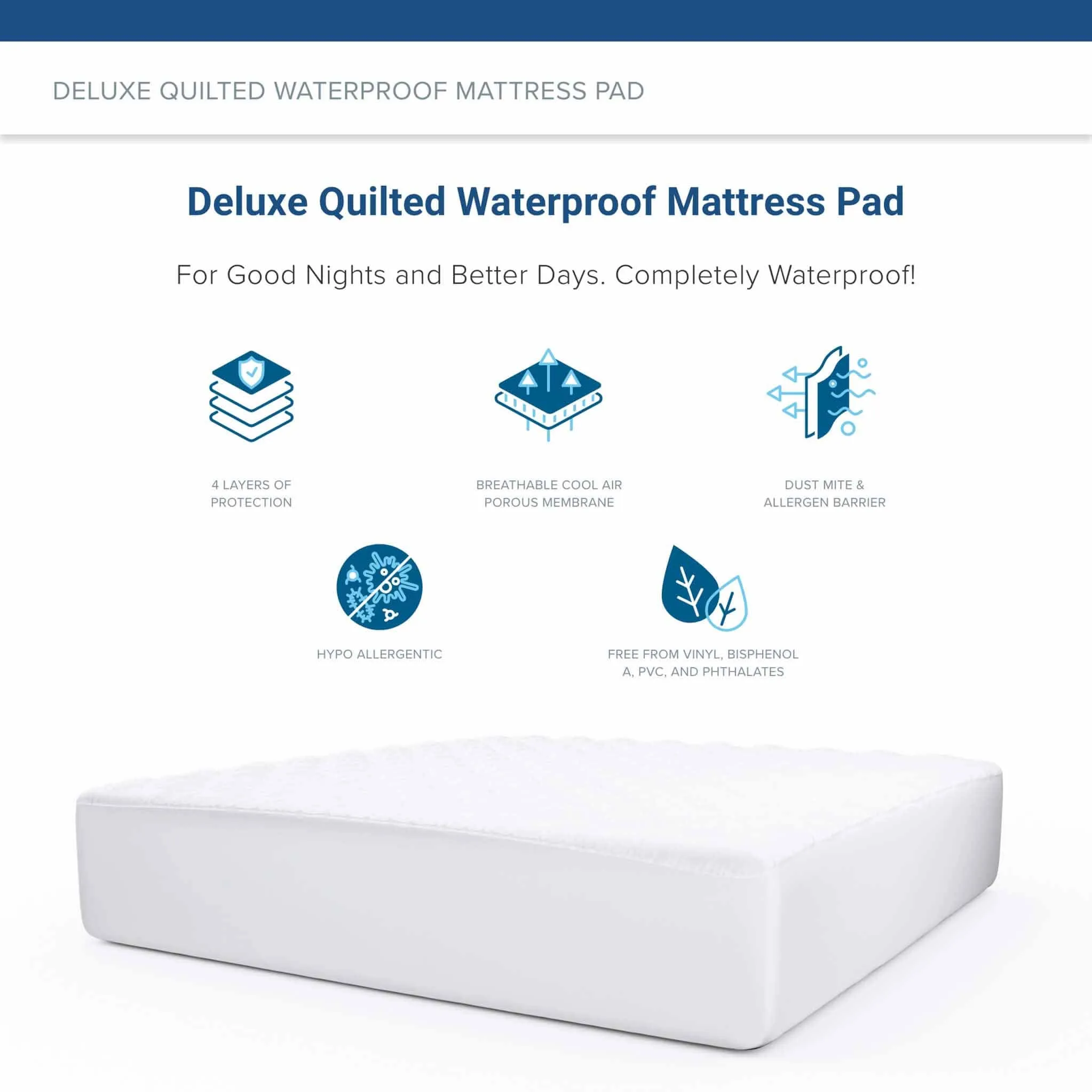 Deluxe Quilted Waterproof Mattress Pad