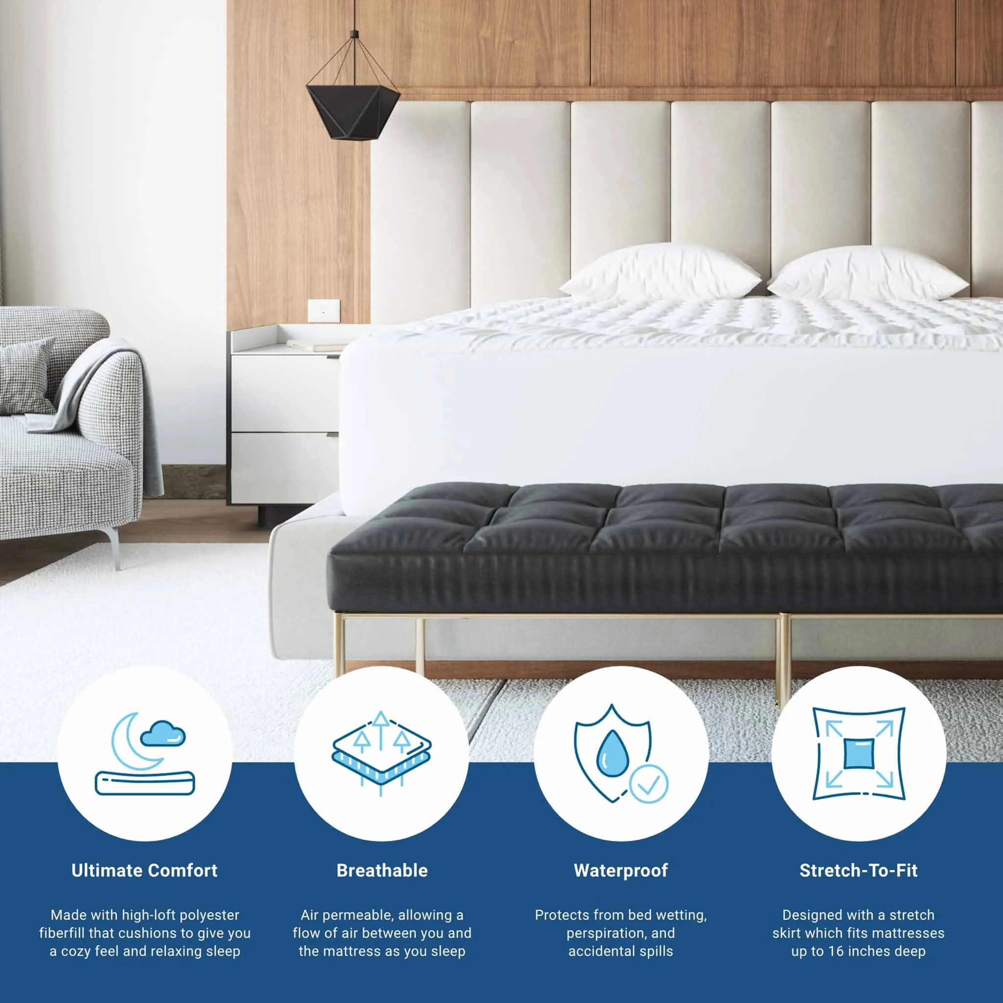 Deluxe Quilted Waterproof Mattress Pad