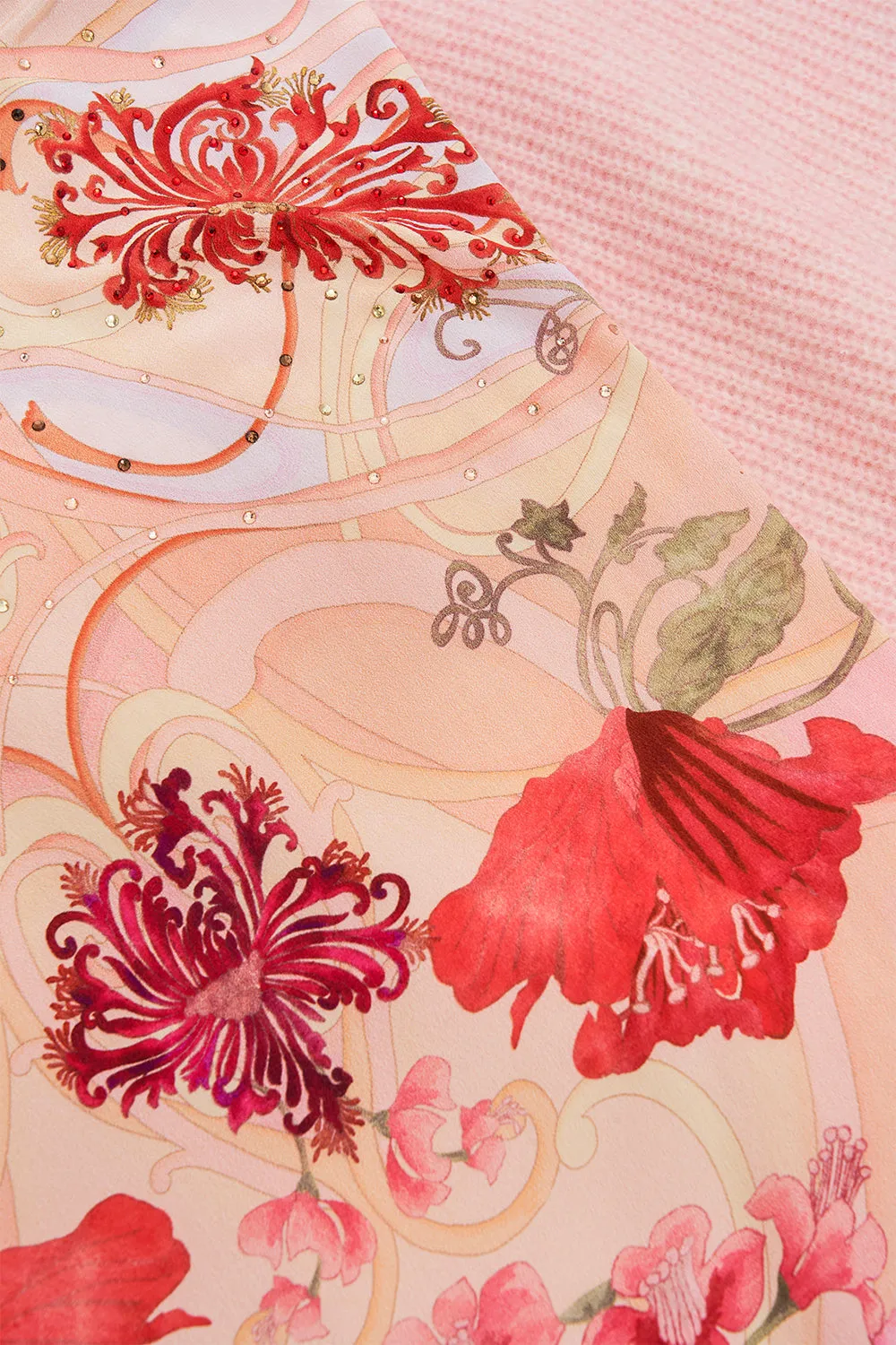 DOUBLE SIDED SCARF BLOSSOMS AND BRUSHSTROKES