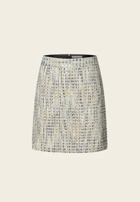 Earth Tone Blue And Gold Detailing Tweed Skirt