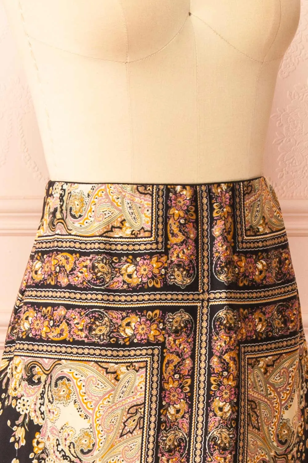 Egerie | Long Silky Skirt w/ Ornate Pattern