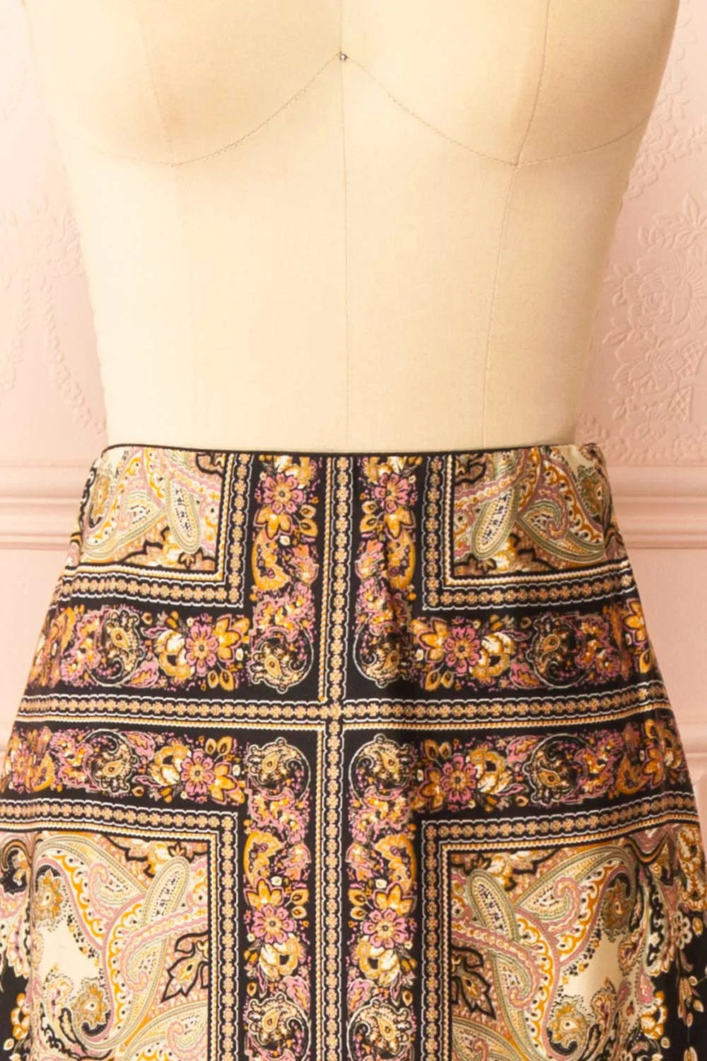 Egerie | Long Silky Skirt w/ Ornate Pattern