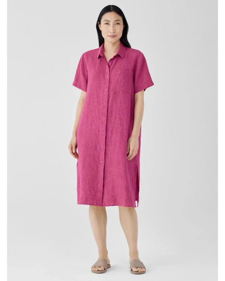 Eileen Fisher Washed Organic Linen Délavé Shirt Dress
