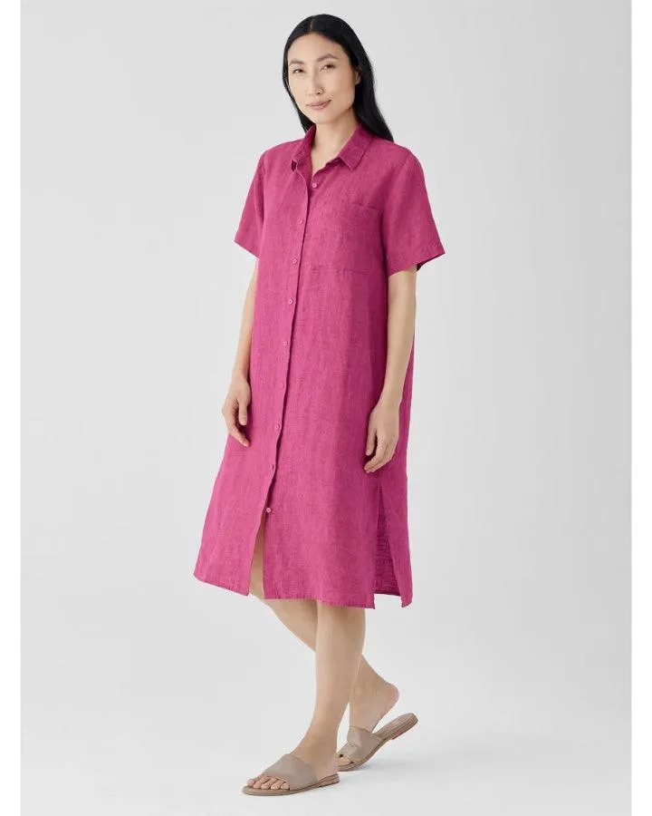 Eileen Fisher Washed Organic Linen Délavé Shirt Dress