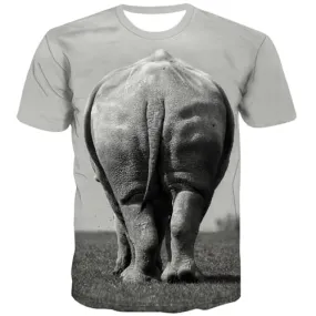 Elephant T-shirt Men Animal T-shirts 3d Gray Tshirts Casual Harajuku Tshirts Novelty