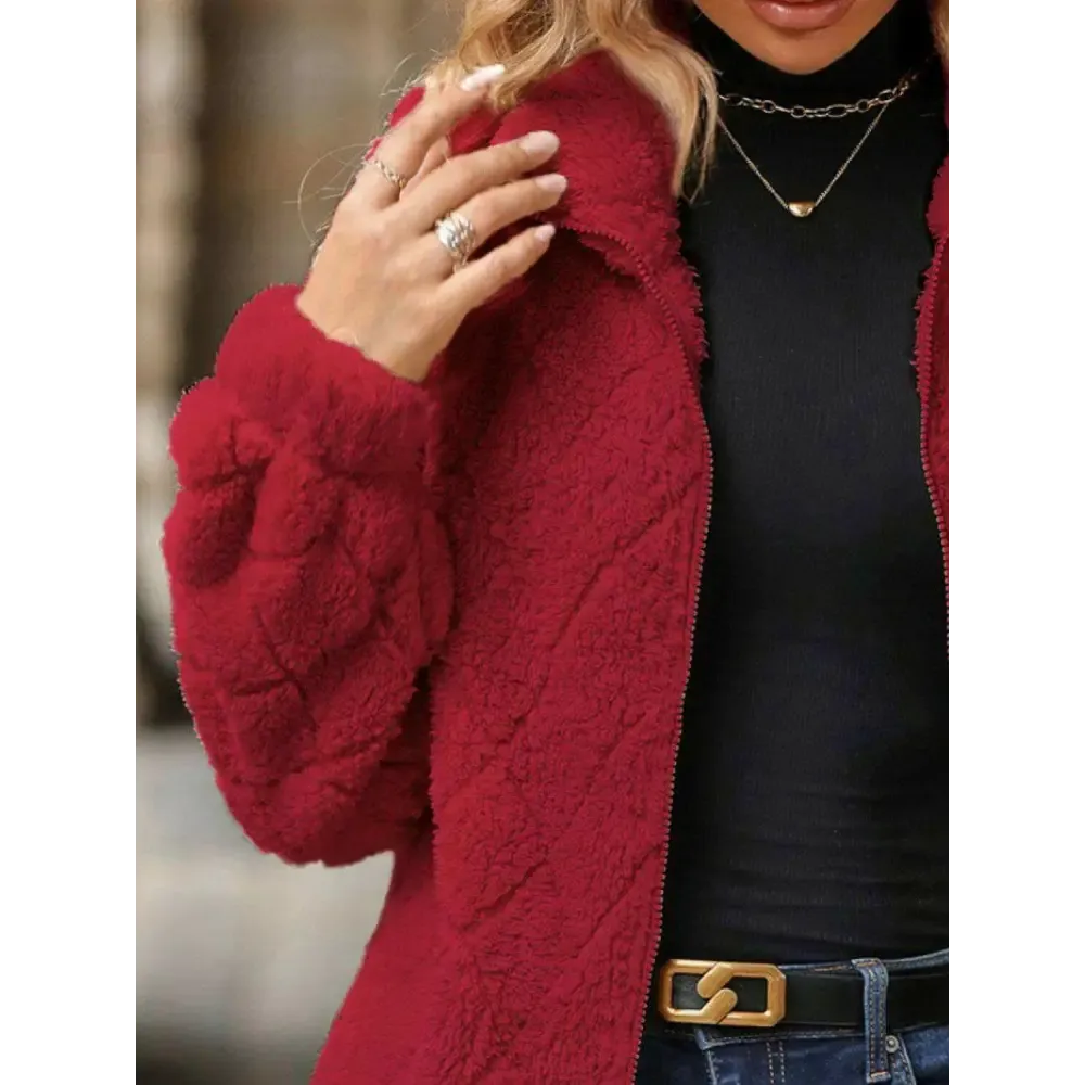 Elevate Your Wardrobe with the Fuzzy Pocketed Zip Up Jacket in Luxury Fashion
