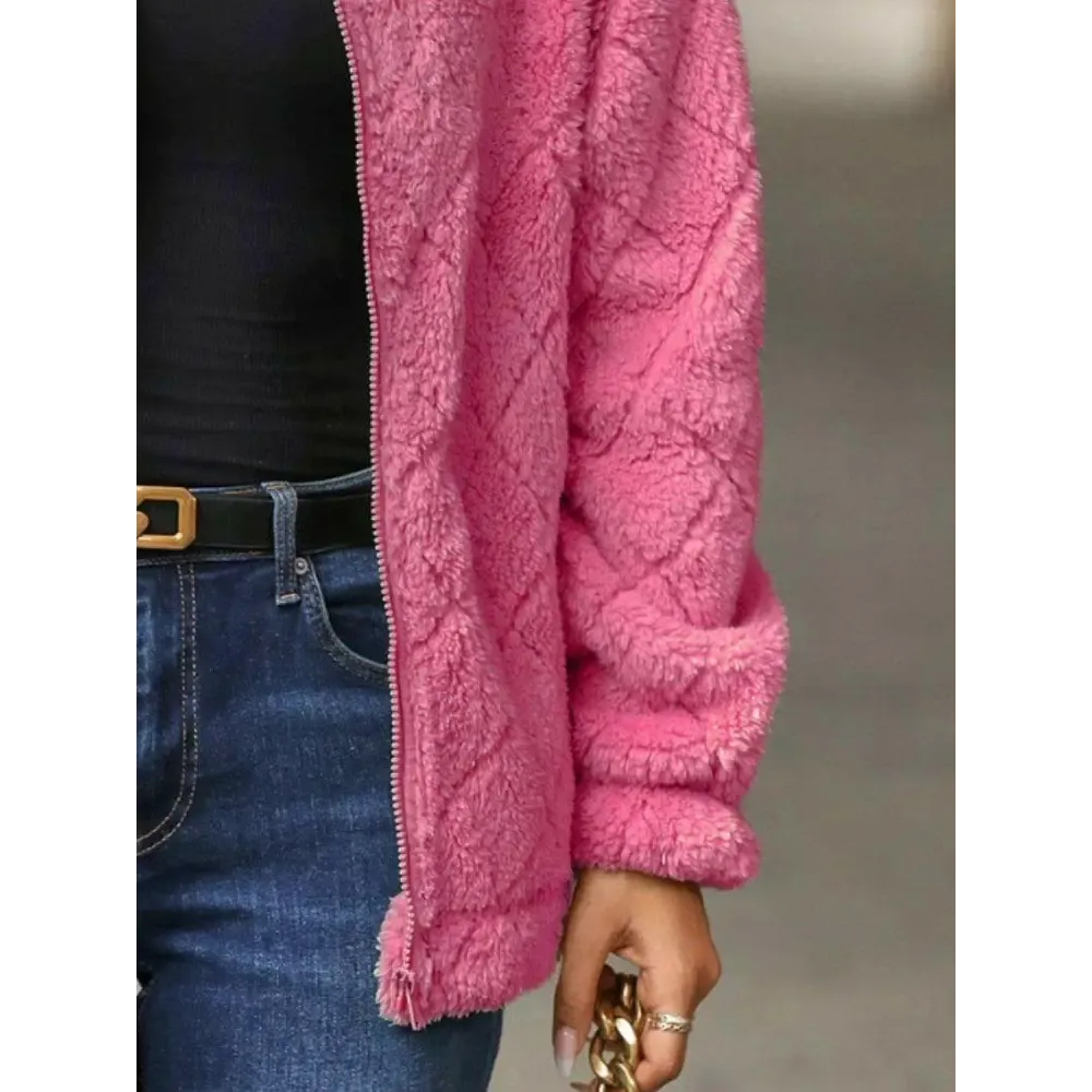 Elevate Your Wardrobe with the Fuzzy Pocketed Zip Up Jacket in Luxury Fashion