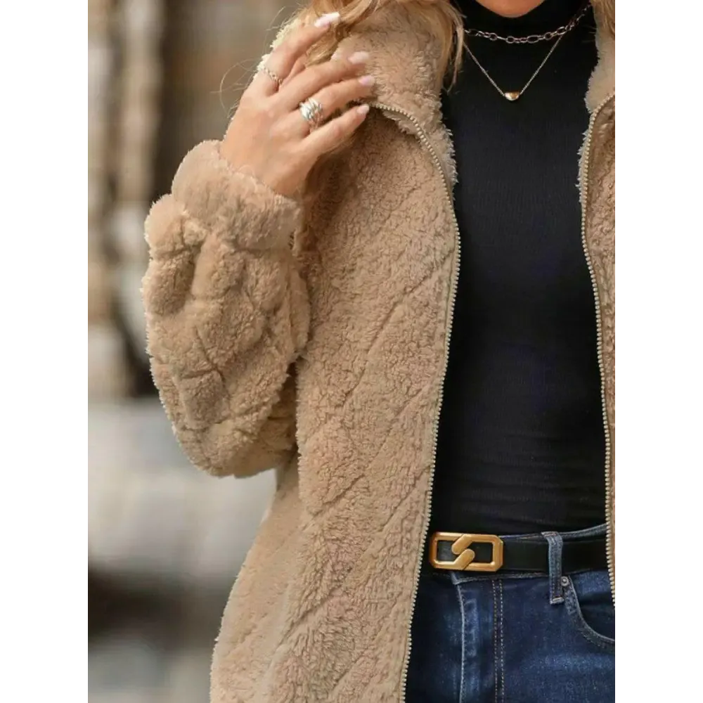 Elevate Your Wardrobe with the Fuzzy Pocketed Zip Up Jacket in Luxury Fashion
