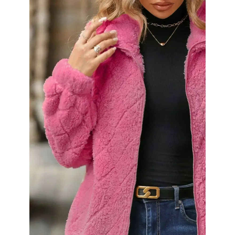 Elevate Your Wardrobe with the Fuzzy Pocketed Zip Up Jacket in Luxury Fashion