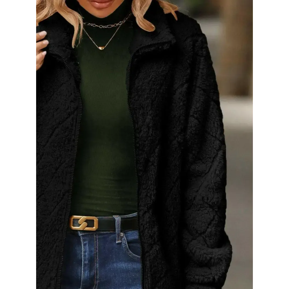 Elevate Your Wardrobe with the Fuzzy Pocketed Zip Up Jacket in Luxury Fashion