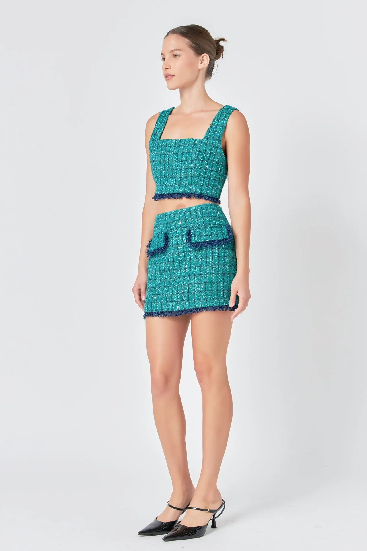 Endless Rose - Premium Sequin Tweed Mini Skirt