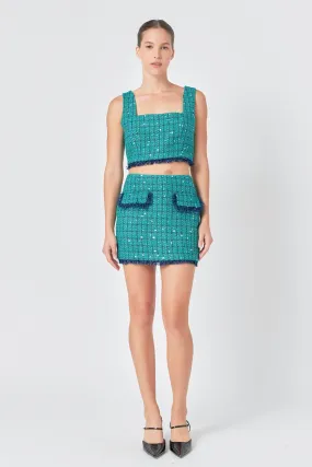 Endless Rose - Premium Sequin Tweed Mini Skirt