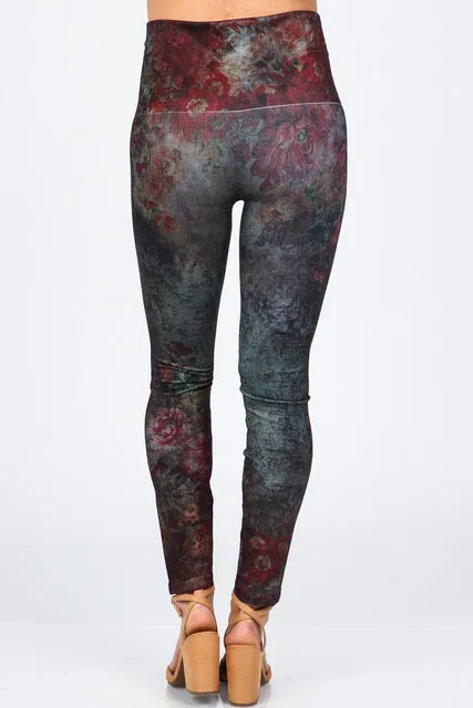 Extended Size High Waist Leggings with Virginia Print