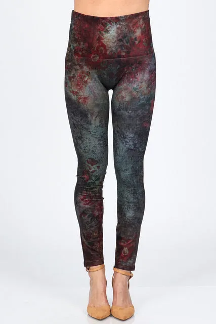 Extended Size High Waist Leggings with Virginia Print