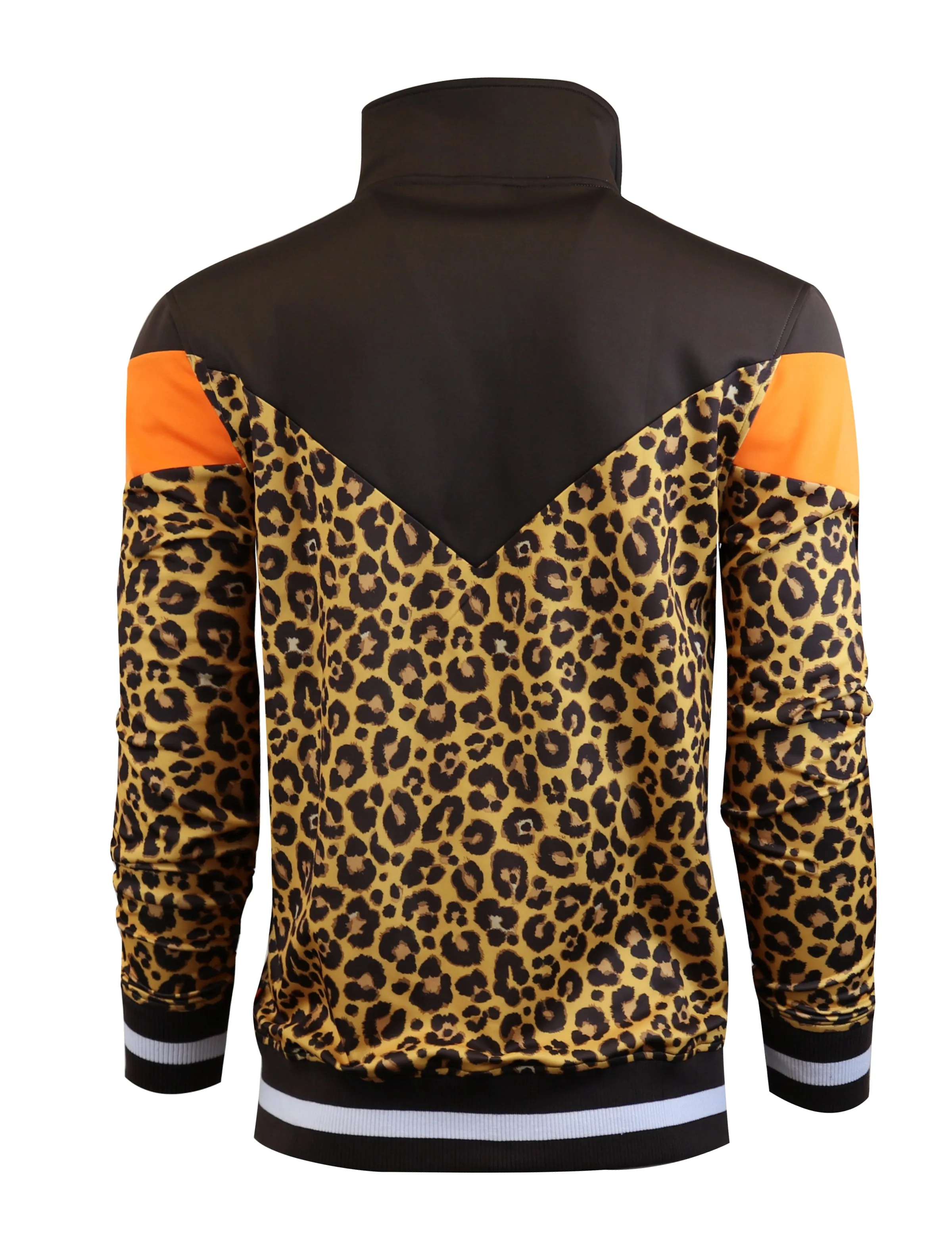 F11005-ANIMAL PRINT TRACK JACKET (BROWN/TR)