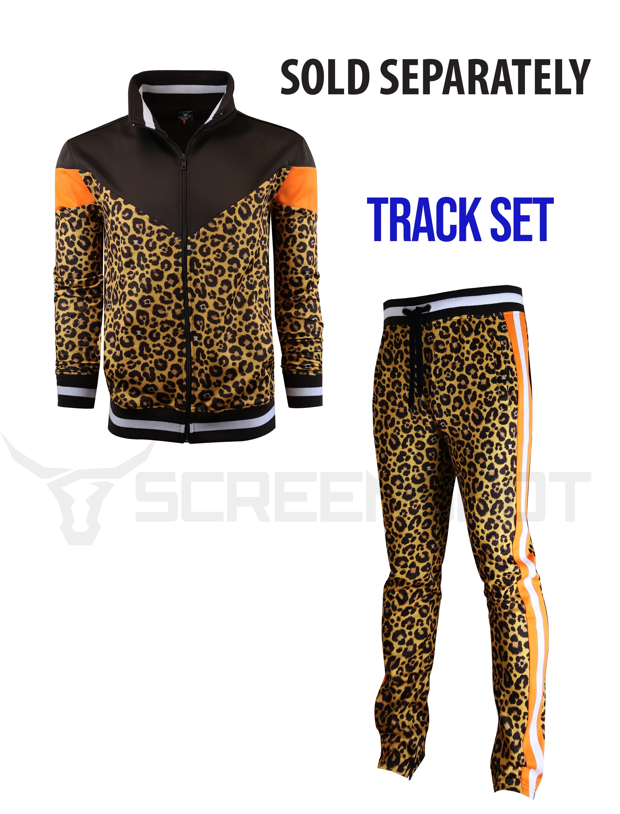 F11005-ANIMAL PRINT TRACK JACKET (BROWN/TR)