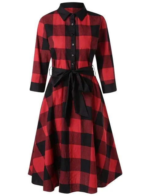 Fairy Tale Button Tartan Shirt Dress
