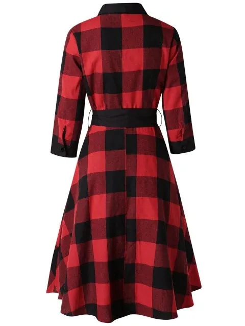 Fairy Tale Button Tartan Shirt Dress