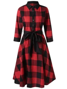 Fairy Tale Button Tartan Shirt Dress