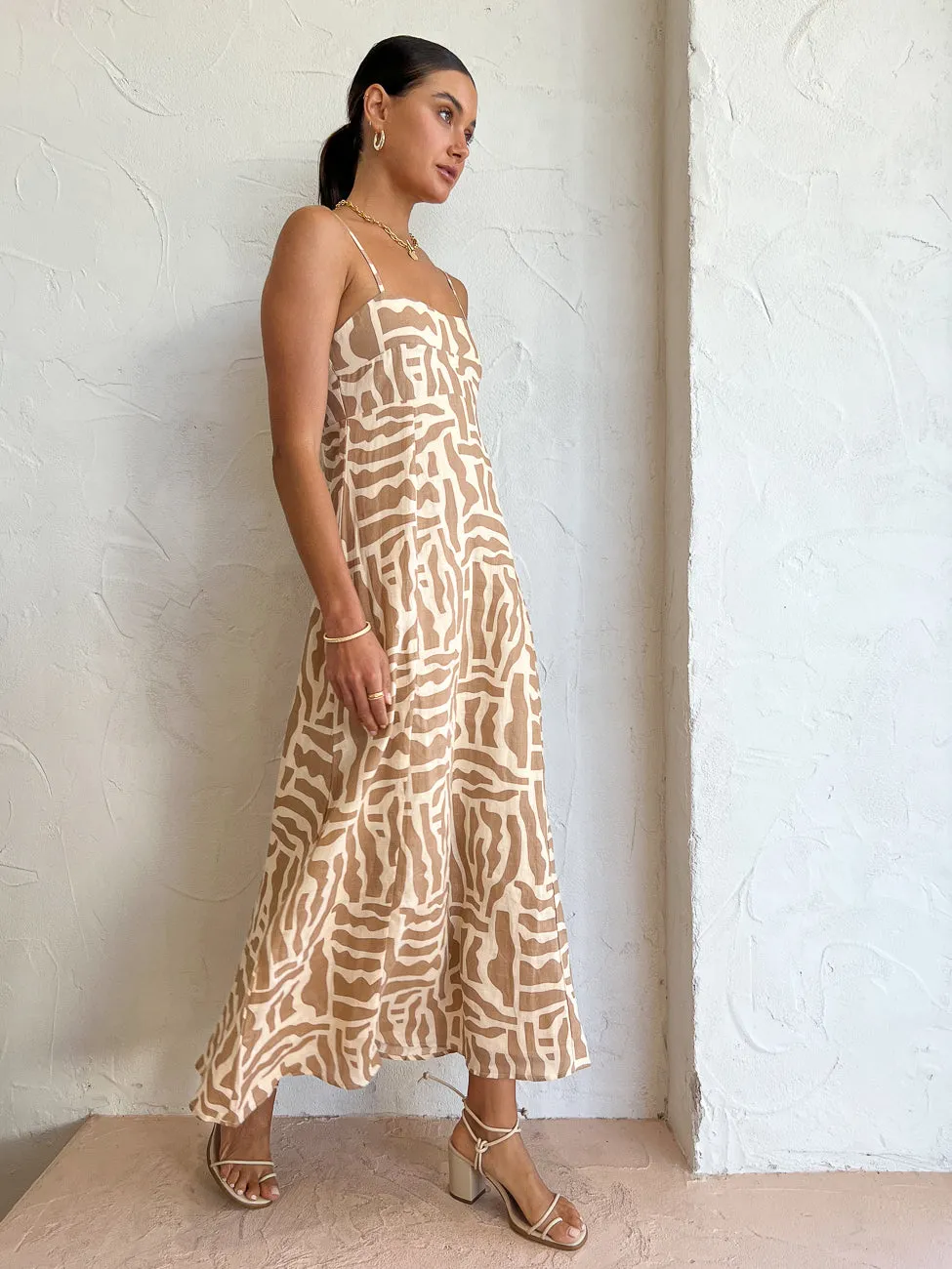 Faithfull the Brand Sorso Midi Dress in Tulli Neutral