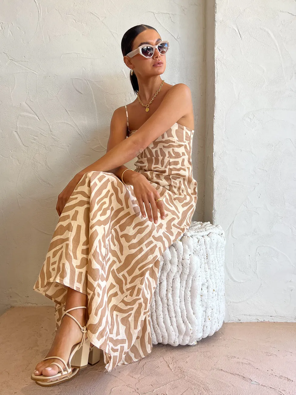 Faithfull the Brand Sorso Midi Dress in Tulli Neutral