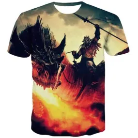 Flame T-shirt Men War Tshirt Printed Animal T shirts Funny Graffiti T-shirts 3d