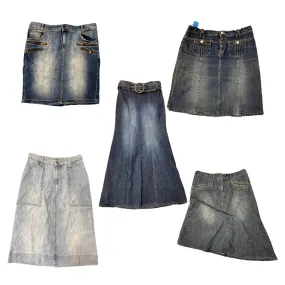 Flared faded Mid & Maxi Denim skirts , (RX-136)