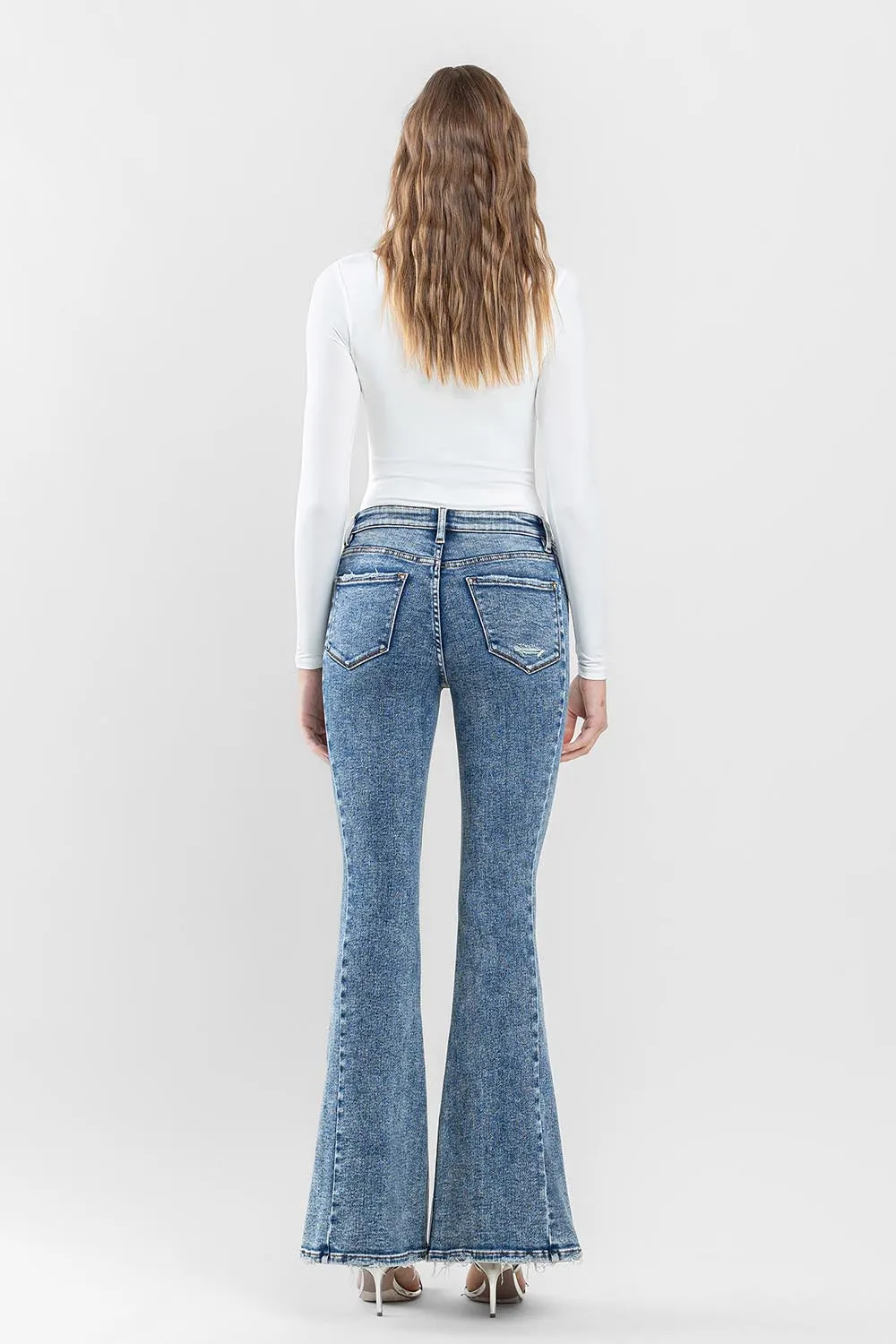 Flying Monkey - High Rise Split Hem Distressed Flare Jeans - F5171