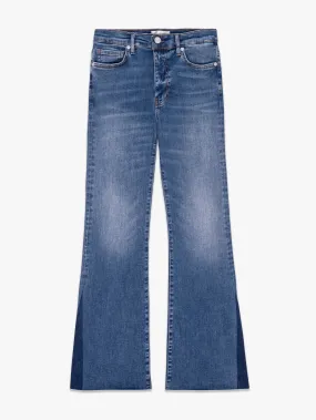 Frame - Le Easy Flare Raw Fray Outseam Insert Denim in Mermaid