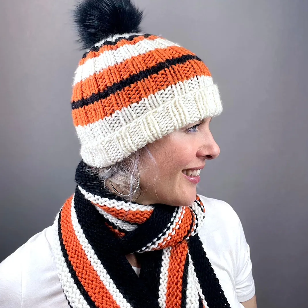 Game Day Striped Scarf Knitting Kit | Cascade 128 & Knitting Pattern (#281B)