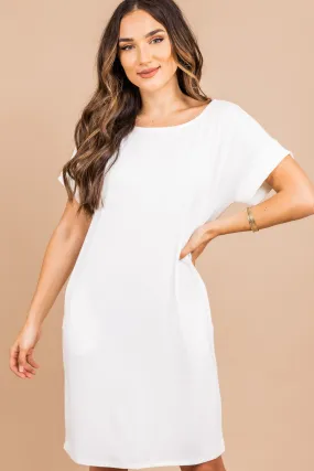 Get To Know Me Ivory White T-shirt Dress
