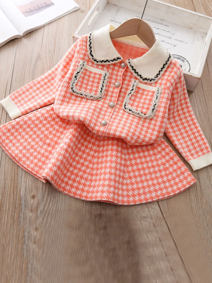 Girls A Little tweed Never Hurts Cardigan and Skirt Set
