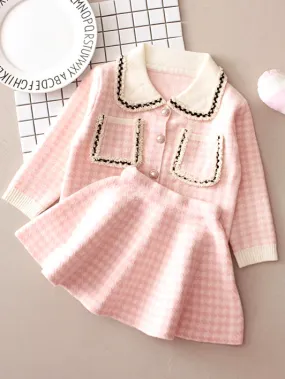 Girls A Little tweed Never Hurts Cardigan and Skirt Set