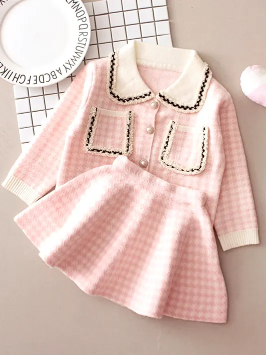Girls A Little tweed Never Hurts Cardigan and Skirt Set