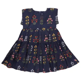 Girls Dress | Peachy - Navy Field Floral | PInk Chicken