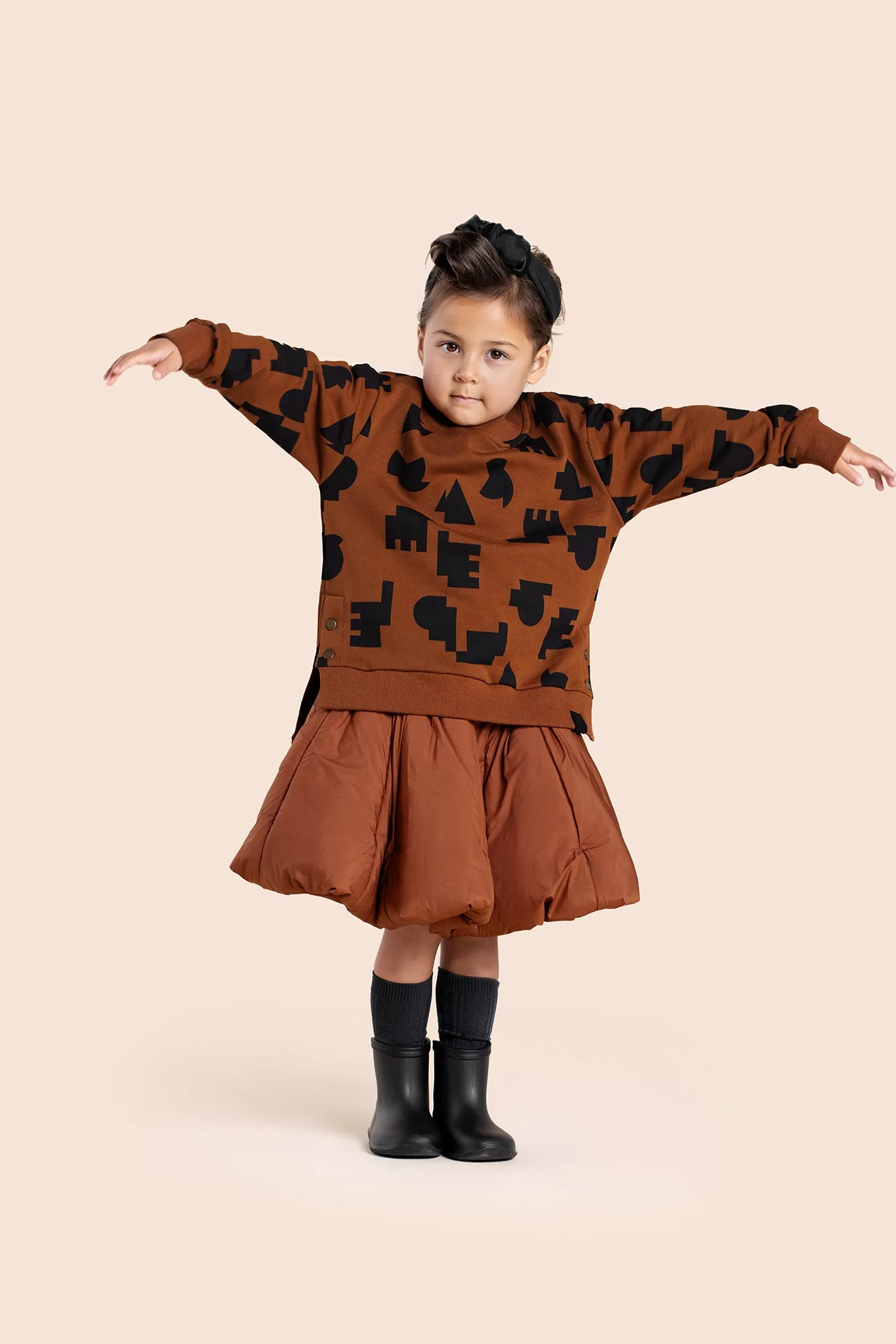Girls Quilted Nylon Skirt l Rust
