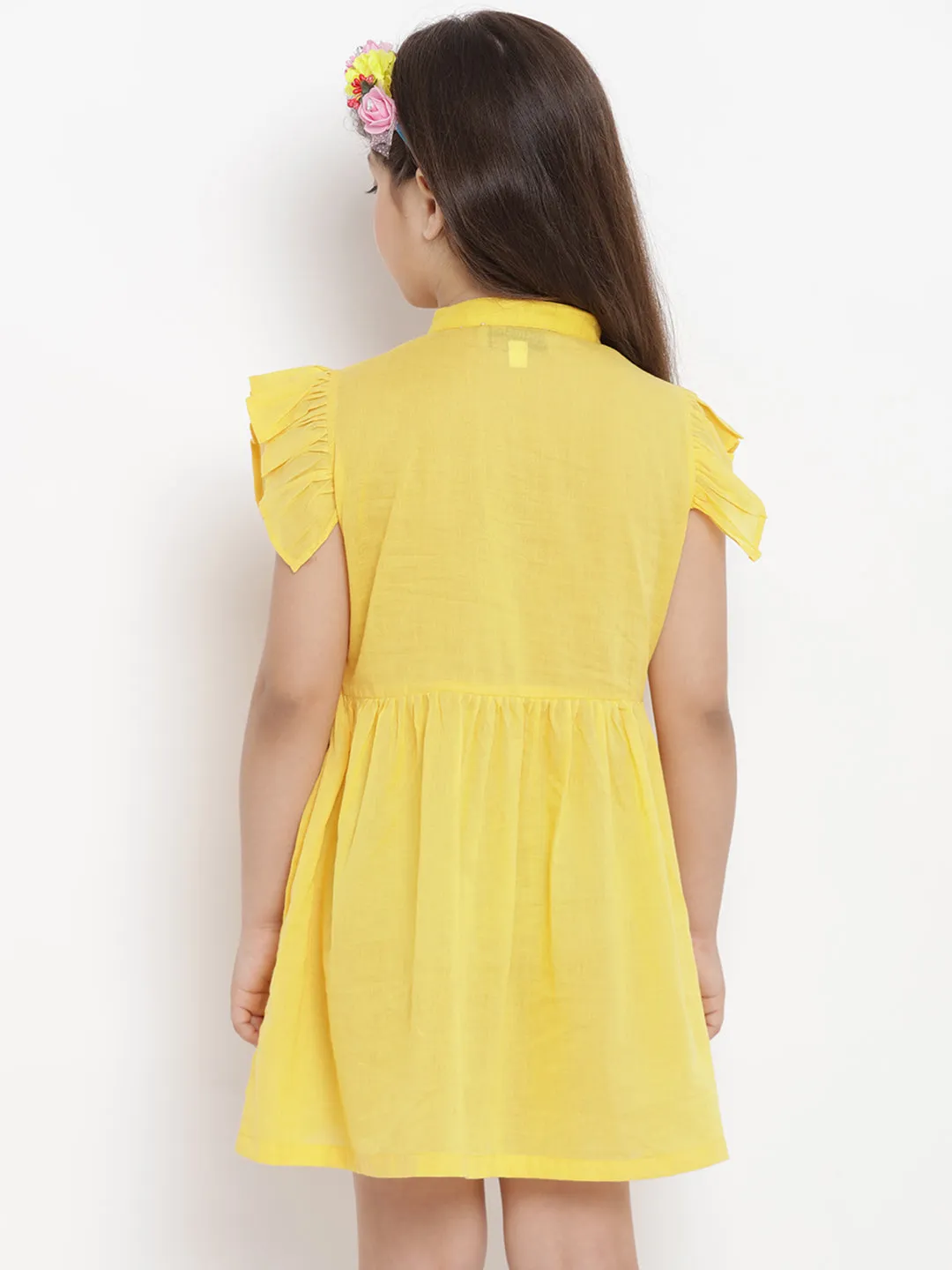 Girls Yellow Embroidered Dress
