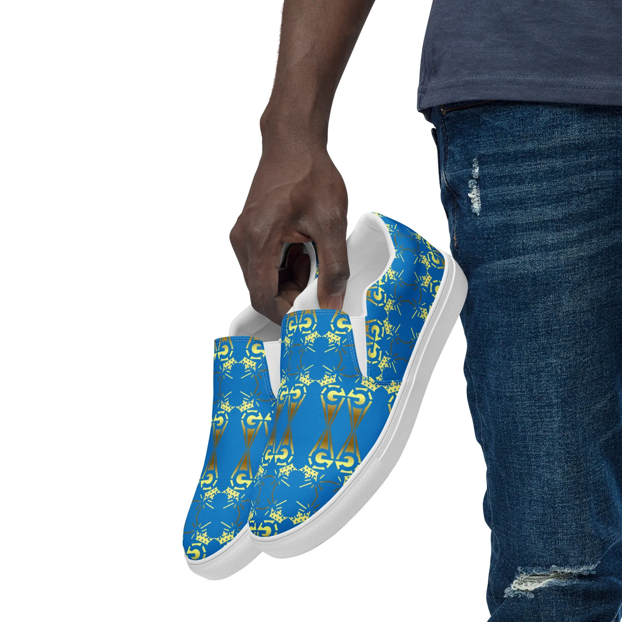 Glamire Men’s Slip-on Canvas Shoes Blue
