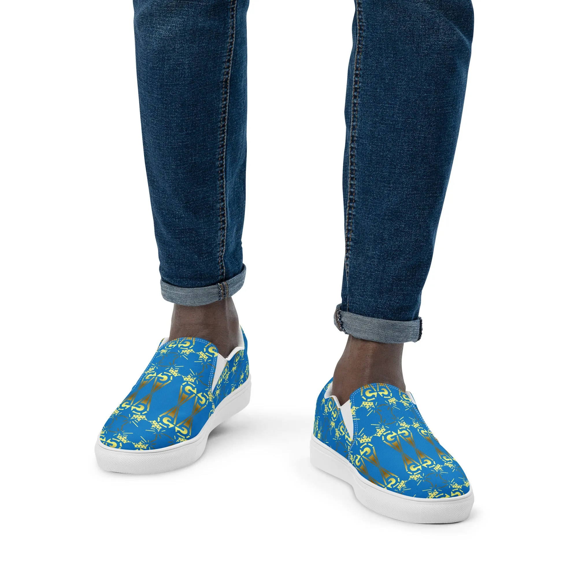 Glamire Men’s Slip-on Canvas Shoes Blue