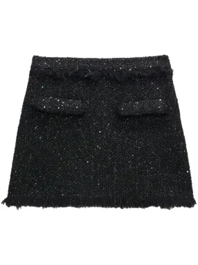 Glittery Tweed Skirt
